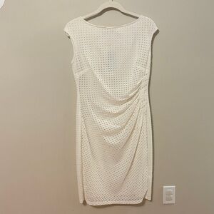 Chaps Cream Textured Midi Dress